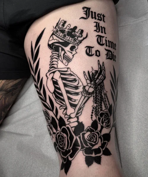 Walk-in flash tattoo — blackwork skeleton